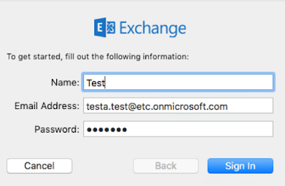 put credentials to configure exchange account