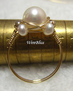 Wire Wrapped Pearl Sparkly Ring