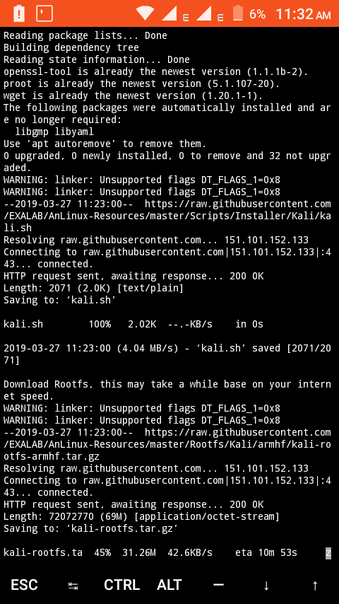 Downloading Kali on Termux