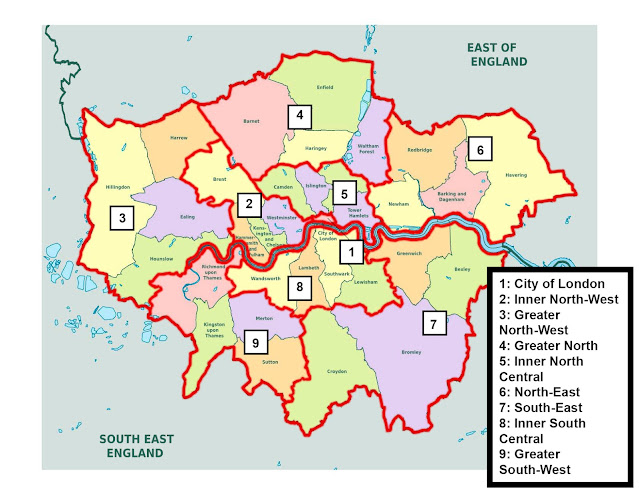 Image of London split into VSA under PR