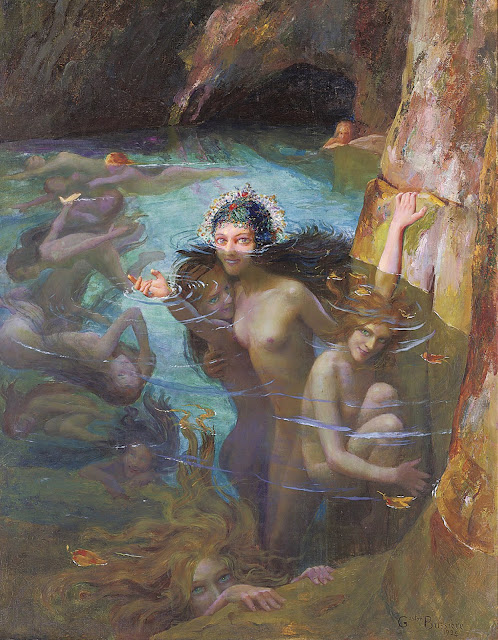 A painting of water nymphs by Gaston Bussiere