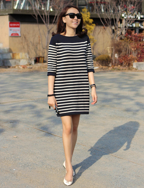 Three Quarter Striped Dress