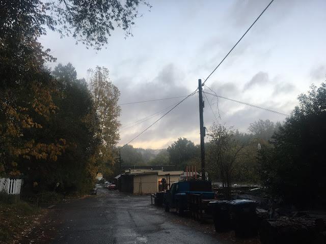 off-highway buildings, alley, and forest