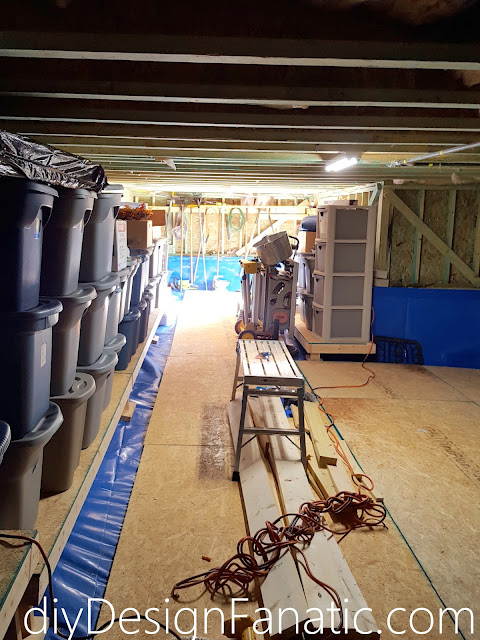 Encaspulated Crawl Space, storage, storage shelves