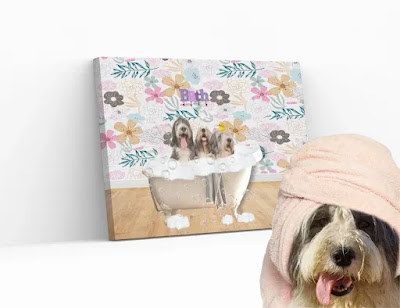 Custom Pet Portrait from photo Landscape Dog Pet in Toilet Print Animal in Bathroom Bathtub Personalized Mother's day gift 2023 mom gift