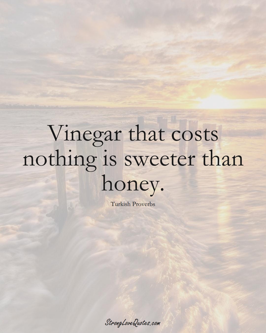 Vinegar that costs nothing is sweeter than honey. (Turkish Sayings);  #MiddleEasternSayings
