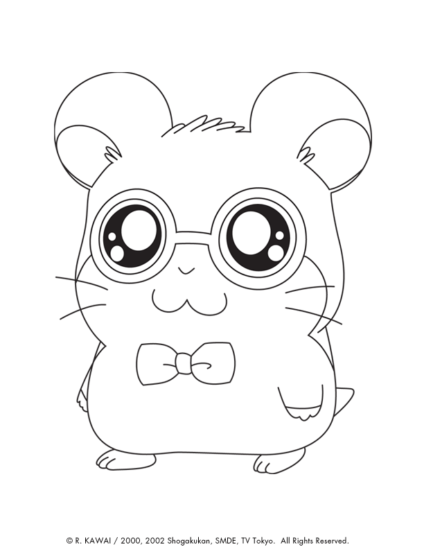 Free Hamtaro Cute Animals Coloring Pages For Kids.