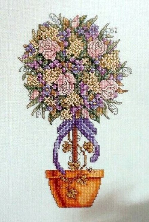 Flower Pot Topiary - Free Cross Stitch Pattern