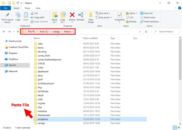Copy File WordPress ke htdoc