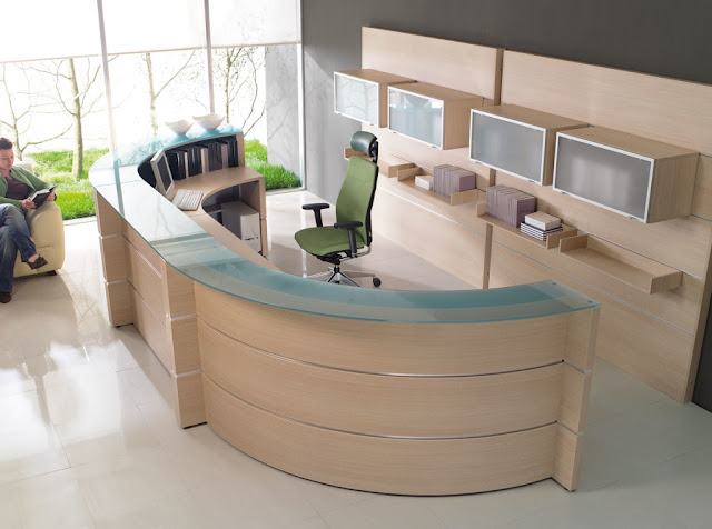 reception desk furniture with glass top