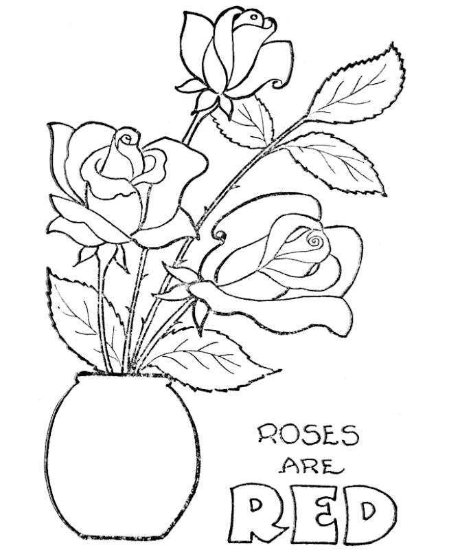 Kids Coloring Pages : Valentine Day Roses Printable title=