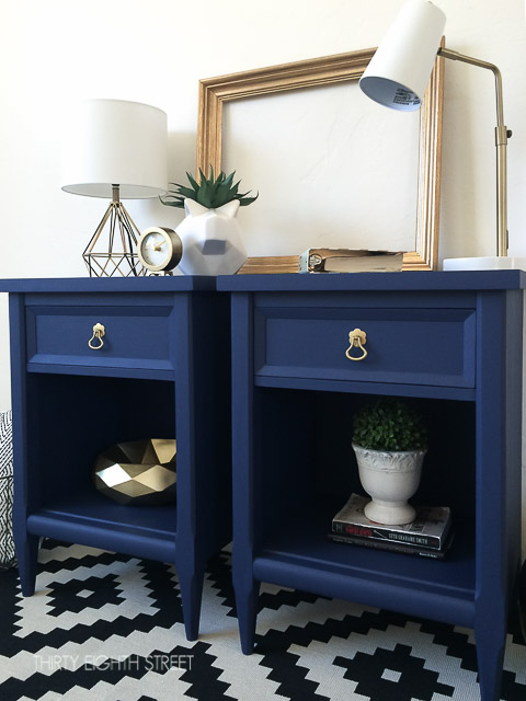 Custom navy blue bedside table Modern Painted Nightstands With Country Chic Paint Thirty Eighth Street
