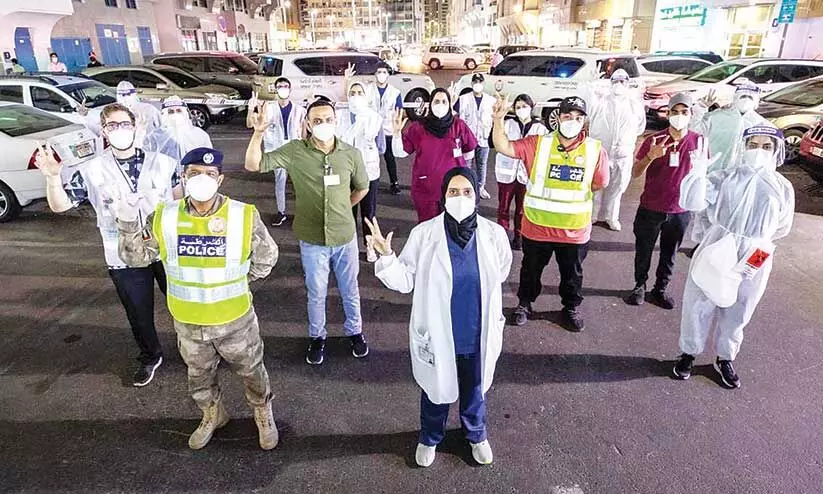 Police and Medical team in Abu Dhabi getting ready for PCR test campaign