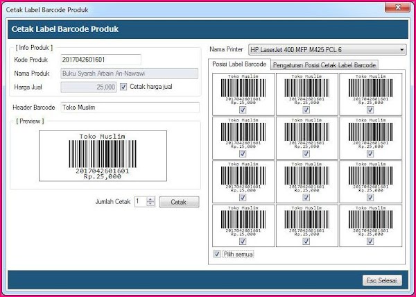 Source Code Cetak Label Barcode