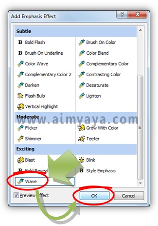  Gambar:  Cara menambahkan animasi gelombang (wave) di powerpoint 