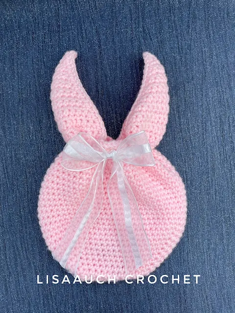 crochet easter basket, bunny bag with long ears and drwastring