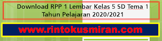 Download RPP 1 Lembar Kelas 5 SD Tema 1 Tahun Pelajaran 2020/2021