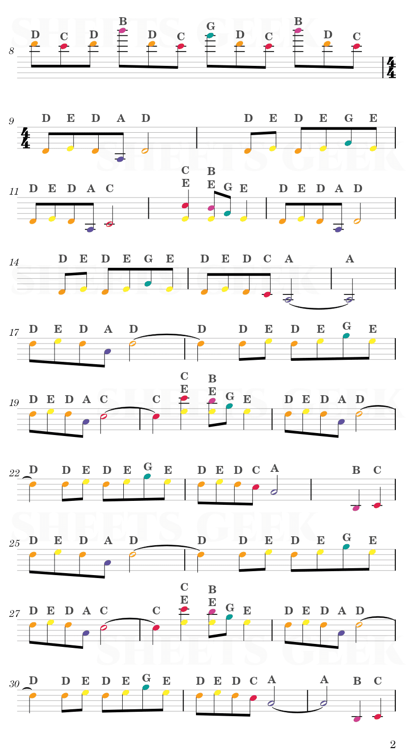 Merry Christmas, Mr. Lawrence - Ryuichi Sakamoto (Forbidden Colours) Easy Sheet Music Free for piano, keyboard, flute, violin, sax, cello page 2
