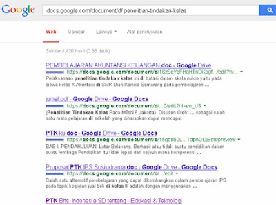 contoh pencarian file download PTK di google drive
