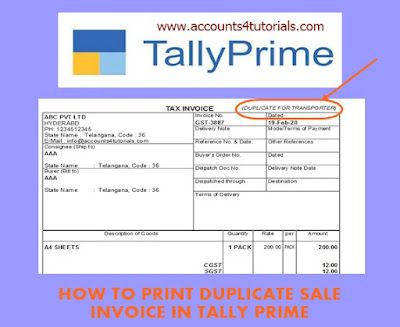 In this tutorial, you will learn how to print Original sale invoice copies in tally prime.
