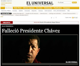 Portada de la edición digital del venezolano El Universal
