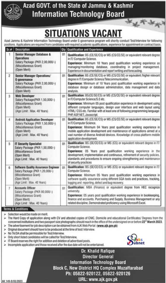 Information Technology Board Government Jobs 2023