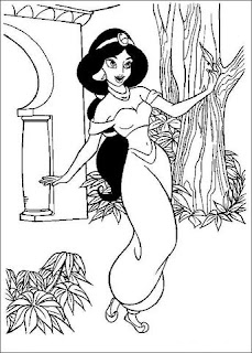 Princess Jasmine dances coloring page