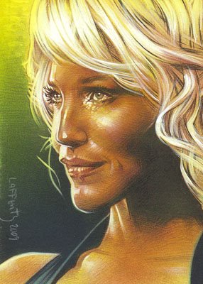 Tricia Helfer ACEO Sketch Card by Jeff Lafferty