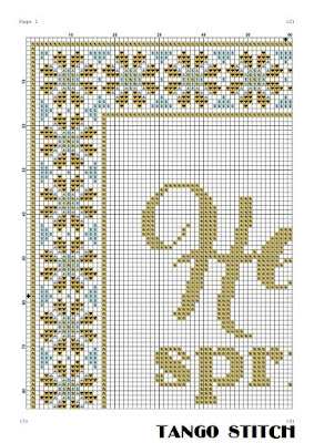 Hello spring cross stitch yellow ornament pattern
