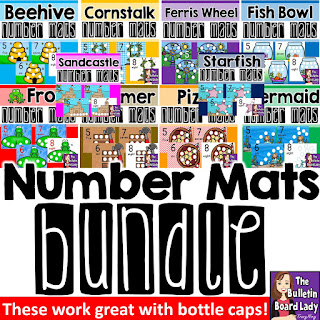 Princesses Don’t Do Math – Number Mat Ideas for a Reluctant Learner.  You’ll love these number mat ideas for getting your reluctant preschooler playing, counting and adding their way to success.  Number mats are great for developing number sense and these mats work with bottle caps!  They can work with playdough, rocks, and more but I think you’ll like how perfectly the bottle caps can work with any theme.  Great for preschool and kindergarten aged students in workstations or at home.