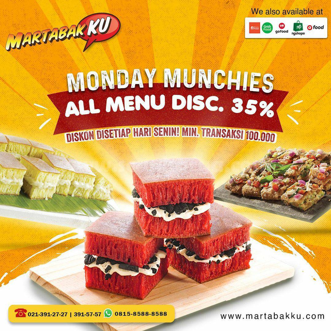 Promo MARTABAKKU MONDAY MUNCHIES ALL MENU DISKON 35%