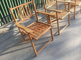 1950s Foldable Pine Patio Chairs - OCD Vintage Furniture Ireland