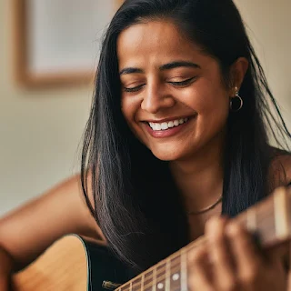 lady playing the guitar