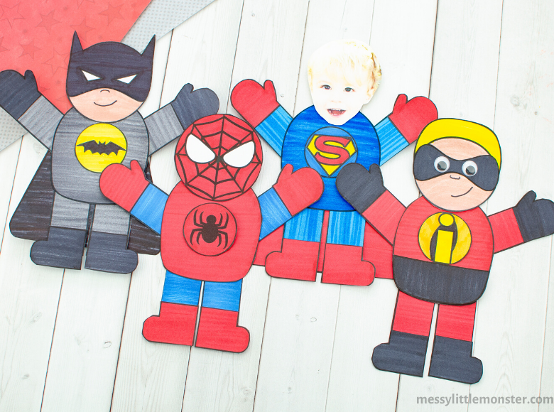 Easy superhero paper craft with template - mix and match paper craft ideas for kids