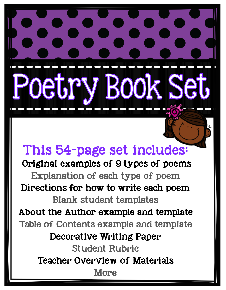 https://www.teacherspayteachers.com/Product/Poetry-Book-Set-with-directions-examples-templates-rubric-more-764820