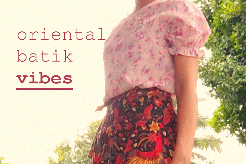 Wear your cheongsam top with batik skirt like this...