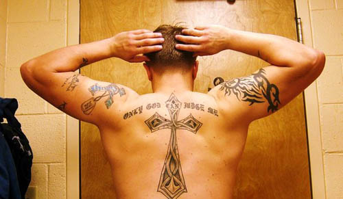 chest tattoo designs(30292 views) Tribal Cross Tattoo on Back Body Men.