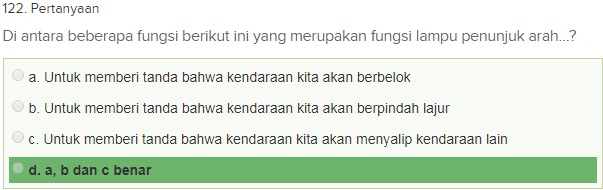 Contoh Soal Ujian teori SIM A dgn Kunci Jawaban Oktober 2018