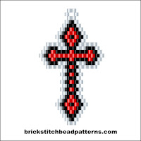 Click for a larger image of the Small Gothic Cross Halloween brick stitch bead pattern charts.