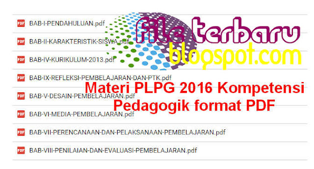  Download Gratis dan Lengkap Materi PLPG 2016 Kompetensi Pedagogik format PDF