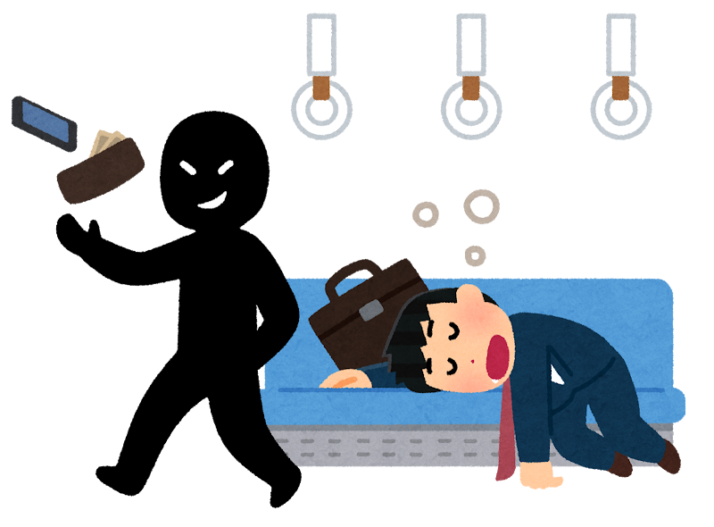 電車内の居眠りのイラスト 置き引き かわいいフリー素材集 いらすとや