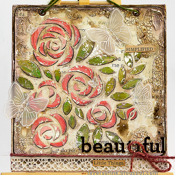 Layers of ink - Roses Mixed Media Panel Tutorial by Anna-Karin Evaldsson. With SSS Blossoms and Butterflies.