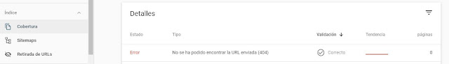 search console envía error 404 porque una entrada de blogger fue borrada