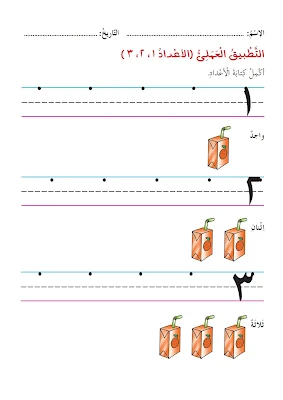 تعليم الارقام للأطفال ، تمارين على الارقام 1 - 2 - 3 ، واحد اثنين ثلاثة