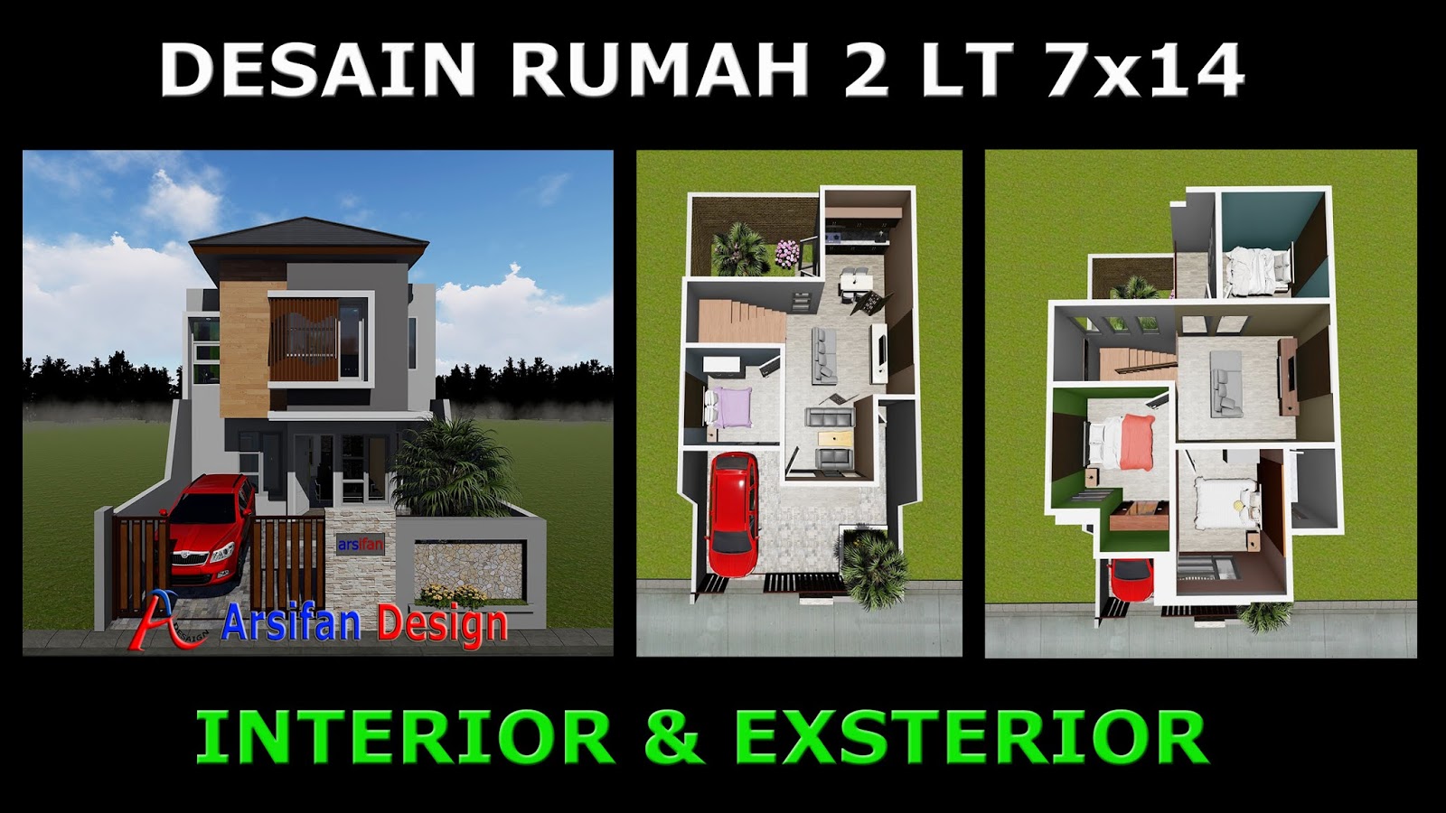 52 Desain Rumah Minimalis 2 Lantai 7 X 14