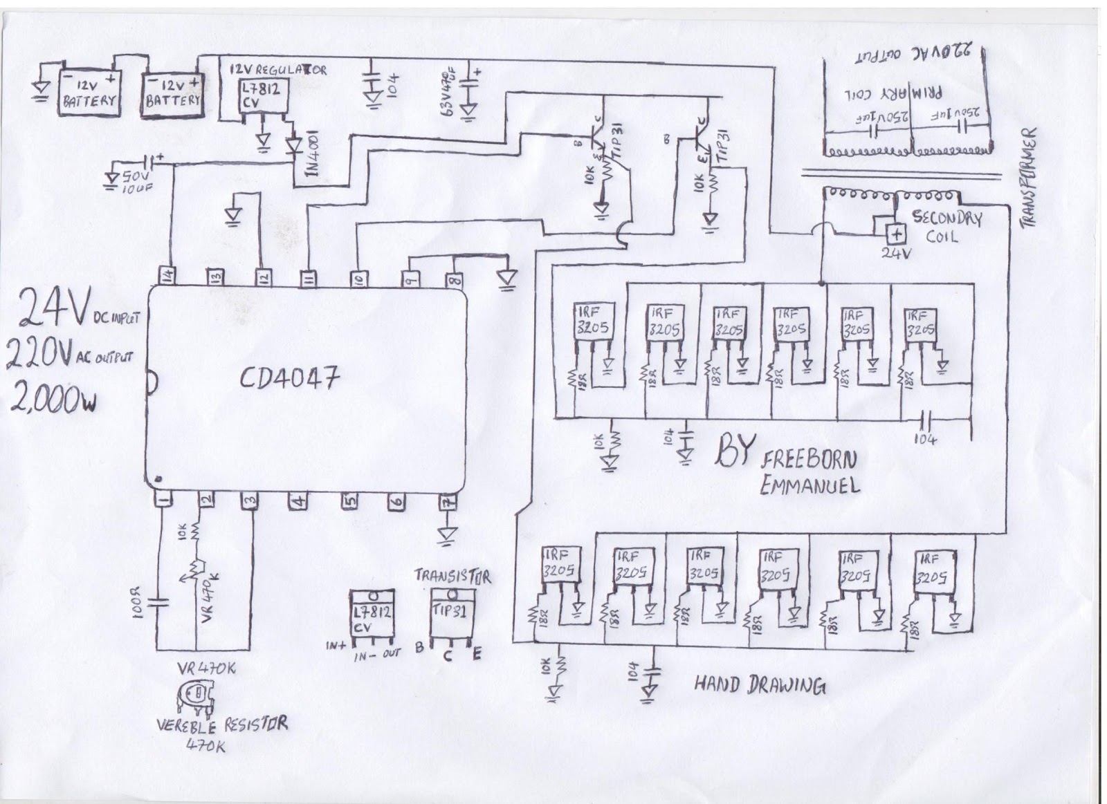 how to build a 2KVA inverter circuit diagram : 2000 watt  