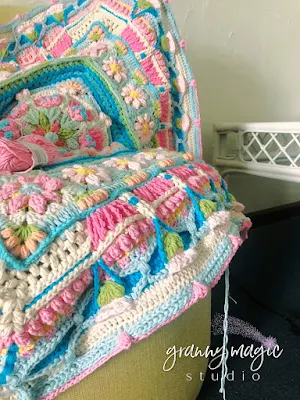 Harvest Moon crochet pattern in progress.