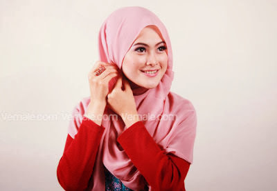 cara memakai jilbab pasmina