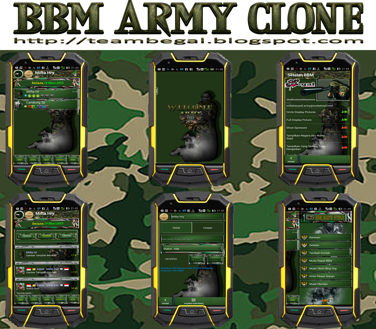 BBM Green Army Themes Clone Mod By Mifta Hry UPDATE