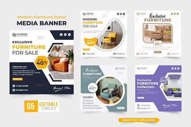 Furniture store promotional web banner free download